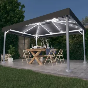 Comparateur de prix : vidaXL Tonnelle et guirlande lumineuse à LED 4x3m Anthracite Aluminium