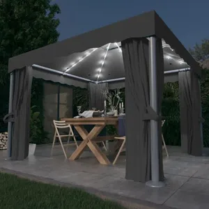 Comparateur de prix : Vidaxl tonnelle avec rideau et guirlande lumineuse led 3x3m anthracite
