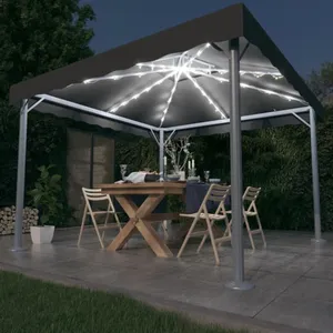 Comparateur de prix : vidaXL Tonnelle avec guirlande lumineuse LED 300x300 cm Anthracite