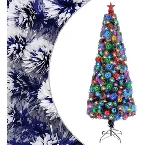 Comparateur de prix : vidaXL Arbre de Noël artificiel pré-éclairé blanc/bleu fibre optique