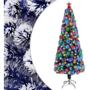 Comparateur de prix : vidaXL Arbre de Noël artificiel pré-éclairé blanc/bleu fibre optique