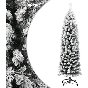 Sapin de Noël artificiel mince flocon de neige vert 120 cm PVC