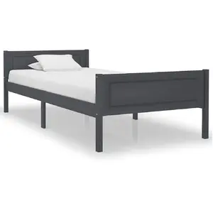 vidaXL Cadre de lit Bois de pin massif Gris 100x200 cm pas cher