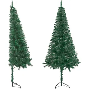 Sapin de Noël artificiel,Arbre de Noël d'angle Vert 150 cm pvc Vidaxl pas cher