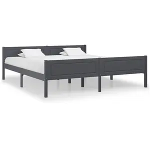 vidaXL Cadre de lit Bois de pin massif Gris 180x200 cm pas cher