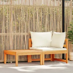 Comparateur de prix : vidaXL Salon de jardin 2 pcs avec coussins blanc crème Bois d'acacia