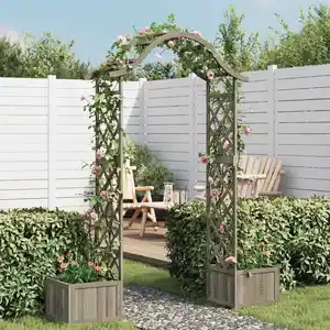 Comparateur de prix : vidaXL Pergola de jardin avec jardinière Gris Bois pin massif