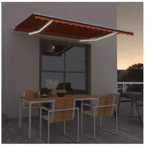 vidaXL Auvent manuel rétractable avec LED 450x300 cm Orange et marron pas cher