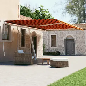 vidaXL Auvent automatique sur pied 600x300 cm Orange/marron pas cher