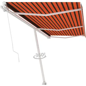 vidaXL Auvent manuel rétractable sur pied 600x300 cm Orange et marron pas cher