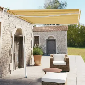 vidaXL Auvent automatique sur pied 300x250 cm Jaune/Blanc pas cher
