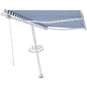 vidaXL Auvent automatique sur pied 300x250 cm Bleu/Blanc pas cher
