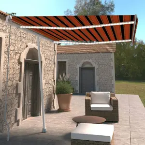 vidaXL Auvent manuel rétractable avec LED 300x250 cm Orange et marron pas cher