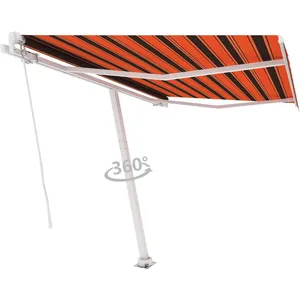 vidaXL Auvent manuel rétractable sur pied 350x250 cm Orange et marron pas cher