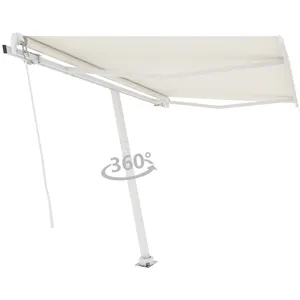 vidaXL Auvent manuel rétractable sur pied 350x250 cm Crème pas cher