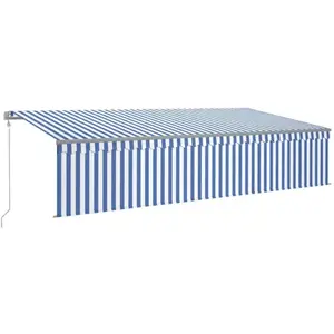 vidaXL Auvent automatique rétractable avec store 6x3 m Bleu et blanc pas cher