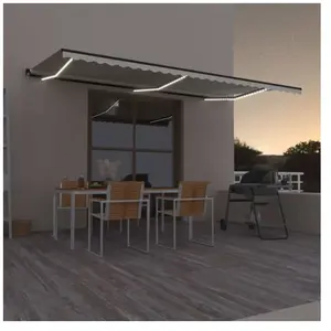 vidaXL Auvent manuel rétractable avec LED 600x350 cm Crème pas cher