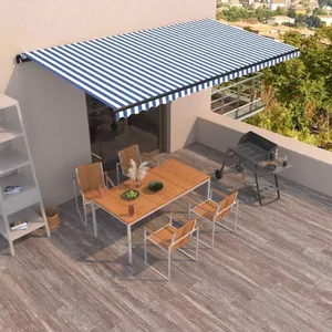 Comparateur de prix : vidaXL Auvent manuel rétractable 600x350 cm Bleu et blanc