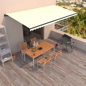 vidaXL Auvent manuel rétractable 600x350 cm Crème pas cher