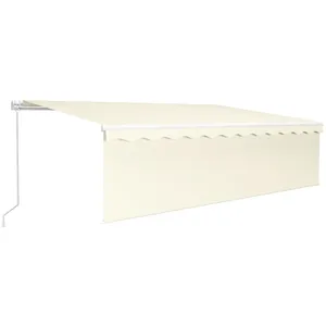 vidaXL Auvent rétractable manuel avec store et LED 5x3 m Crème pas cher