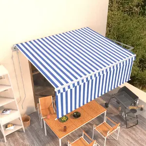 Comparateur de prix : vidaXL Auvent automatique rétractable avec store 4x3 m Bleu et blanc