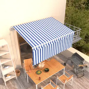 Comparateur de prix : vidaXL Auvent rétractable automatique avec store 3,5x2,5 m Bleu blanc