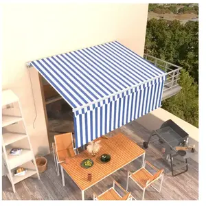 Comparateur de prix : vidaXL Auvent rétractable manuel avec store 3,5x2,5 m Bleu et blanc