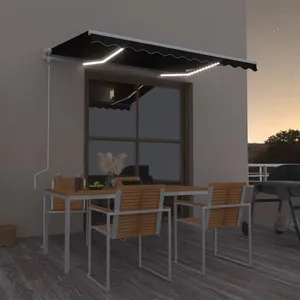 vidaXL Auvent automatique capteur de vent et LED 300x250 cm Anthracite pas cher