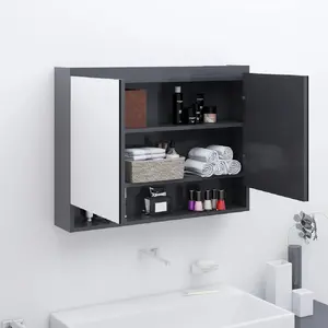 Comparateur de prix : vidaXL Armoire à miroir de salle de bain 80x15x60 cm MDF Gris
