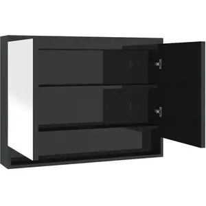 Comparateur de prix : vidaXL Armoire à miroir de salle de bain 80x15x60 cm MDF Noir brillant