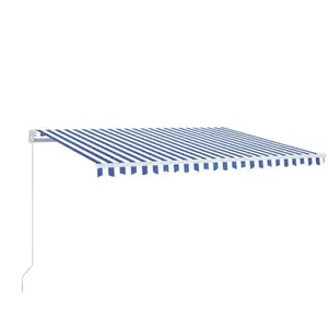 Comparateur de prix : vidaXL Auvent manuel rétractable avec LED 450x350 cm Bleu et blanc