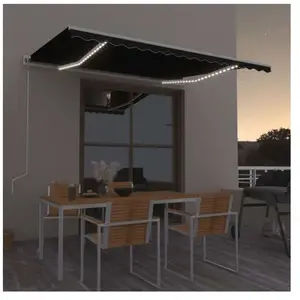vidaXL Auvent automatique capteur de vent et LED 400x350 cm Anthracite