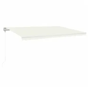 vidaXL Auvent automatique avec capteur de vent et LED 500x350 cm Crème pas cher