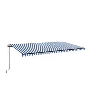 Comparateur de prix : vidaXL Auvent automatique capteur de vent/LED 600x300 cm Bleu et blanc