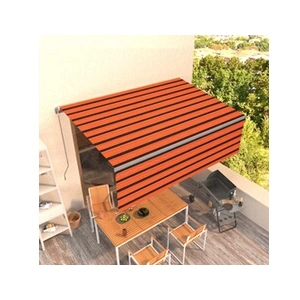 vidaXL Auvent manuel rétractable avec store 4,5x3 m Orange et marron pas cher