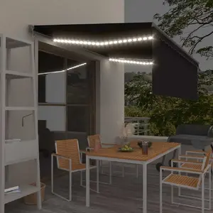 Comparateur de prix : vidaXL Auvent automatique store capteur de vent LED 4,5x3 m Anthracite