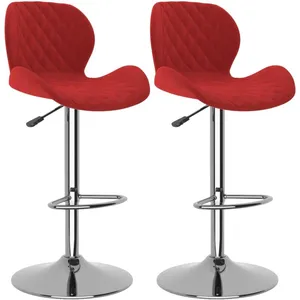 vidaXL Tabourets de bar 2 pcs Rouge bordeaux Velours pas cher