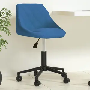 vidaXL Chaise pivotante de bureau Bleu Velours pas cher