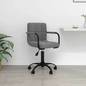 vidaXL Chaise pivotante de bureau Gris foncé Velours pas cher