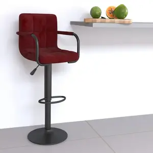 vidaXL Vidaxl Tabouret De Bar Rouge Bordeaux Velours pas cher