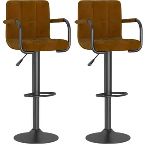 vidaXL Tabourets de bar lot de 2 marron velours pas cher