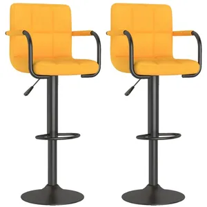 vidaXL Tabourets de bar, 2 pcs Jaune moutarde, Tissu pas cher