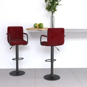 Non communiqué vidaXL Tabourets de bar lot de 2 rouge bordeaux velours pas cher