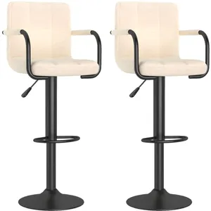 vidaXL Tabourets de bar lot de 2 crème tissu pas cher