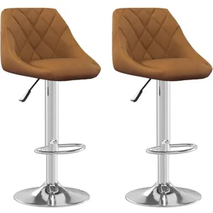 vidaXL Tabourets de bar lot de 2 marron velours pas cher