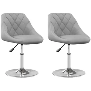vidaXL Chaises pivotantes à manger lot de 2 Gris clair Velours pas cher