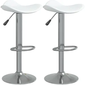 Comparateur de prix : vidaXL Tabourets de bar lot de 2 blanc acier chromé et cuir artificiel