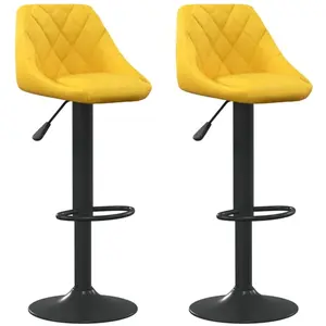 vidaXL Tabourets de bar lot de 2 jaune moutarde velours pas cher