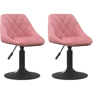 vidaXL Vidaxl Chaises Pivotantes À Manger Lot De 2 Rose Velours