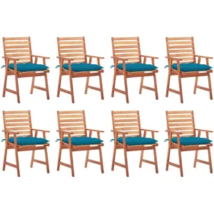vidaXL Chaises à manger d'extérieur lot de 8 et coussins Acacia massif
